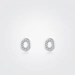 Boucles D'oreilles Puces Ovales Avec Tige En Argent Sterling 925 Et Bijoux Géométriques En Micro Pave De Zircone Pour Femmes Élégant