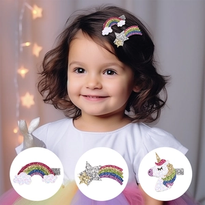 Mollette Per Capelli Bambini Glitter Unicorno Arcobaleno Stella Forcine Scintillanti Per Ragazzine
