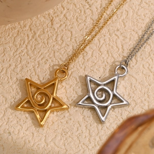 Chic 18K gold and silver stainless steel starfish pendant necklaces on textured background