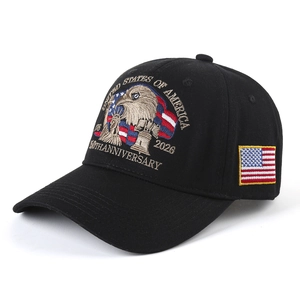Patriotic USA Anniversary Baseball Cap Cotton Twill Eagle Flag Embroidery Adjustable Sun Hat Men Women