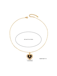 Details von Gold-Titan-Halskette mit schwarzem Herzanhänger und Größenangaben