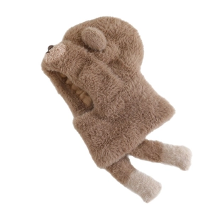 Écharpe à capuche ours en peluche marron pour enfant, fausse fourrure coupe-vent hiver