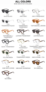 Grid view showing nineteen color options of polygon frame high definition sunglasses