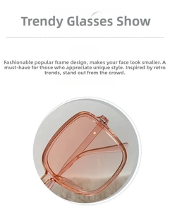 Detalle de gafas de sol rosa transparente de gran tamaño con diseño moderno y minimalista