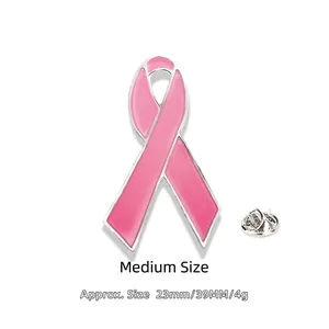 Broche ruban rose pour la sensibilisation au cancer du sein en alliage de 23mm sur 39mm