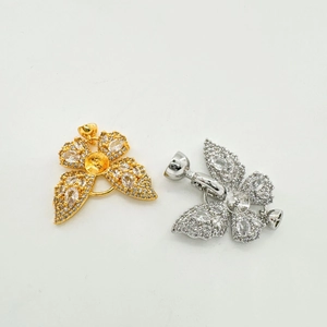 Gold and silver butterfly jewelry clasps with zircon pavé setting for DIY necklace