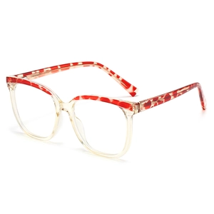 Retro cat-eye blue light blocking glasses with red-white tortoiseshell and clear frames