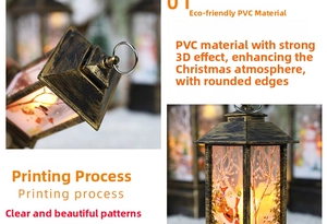 Kerst decoratieve nachtlamp detail, vintage bronzen lantaarn met feestelijke sneeuwman grafisch.