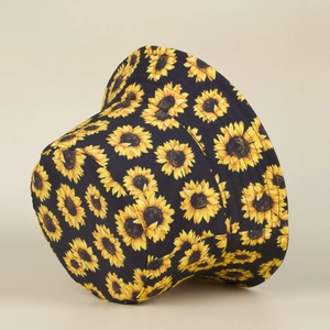 Sombrero de pescador negro con estampado de girasoles amarillos para el sol de verano