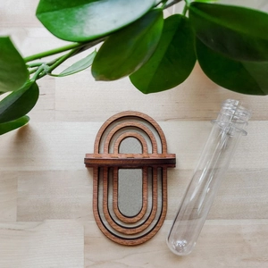 Wall-mounted wooden hydroponic test tube vase for creative indoor plant propagation