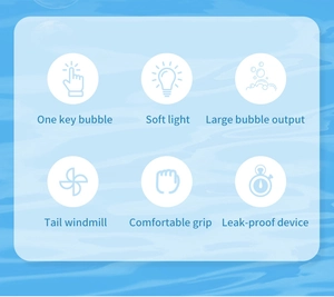 Features of the electric bubble machine including soft light and leak-proof design