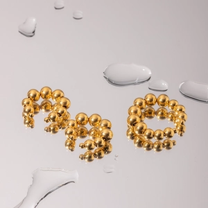 18k gold plated stainless steel beaded ear cuffs with creative gradient bead sizes