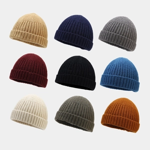 Gerippte Strickmütze Miki Hut Acryl Warmer Winter Umschlag Randlose Vermieter Totenkopfkappe Für Herren Damen Outdoor