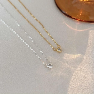 Minimalist 925 sterling silver zircon pendant necklace in gold and silver finish