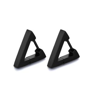 Minimalist black stainless steel triangle earrings for men and women in punk style