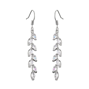Elegante silberne Ohrhänger in Ährenform mit Zirkonia-Kristallen im Marquise-Schliff