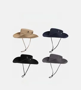 Outdoor sun protection bucket hats in four colors with adjustable windproof drawstrings