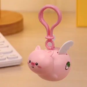Creative Cartoon Flying Pig Capybara Pull-String Keychain Stress Relief Flapping Wings Pig Toy Pendant For Bag Car Decoration