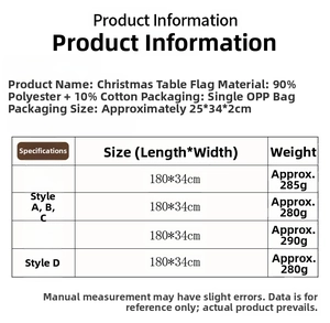 Detail specifications and material parameters for the Christmas gnome table runner
