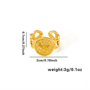 Tableau des tailles pour la bague cœur or, largeur 0,7 cm et diamètre de 2 cm