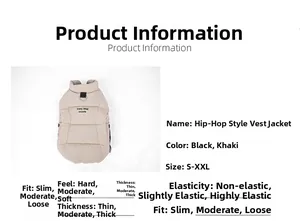 Tableau des tailles détaillé pour le gilet kaki pour animaux au style hip-hop tendance