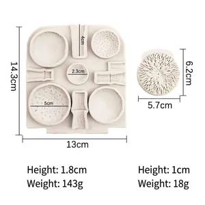 3D mushroom silicone mold for cake decoration and DIY clay tools with size measurements