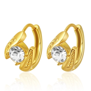 Elegant 18K gold-plated stainless steel earrings with sparkling round zircon crystals