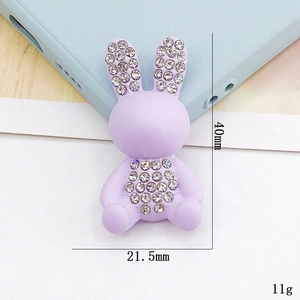 Ciondolo a forma di coniglio viola con strass per custodie e scarpe fai-da-te, 40mm