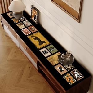Vintage Art PVC Leather Table Mat For TV Cabinet Sideboard Waterproof Oil-Proof Heat Resistant Retro Home Decor Protector