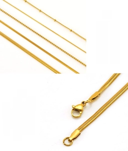 Detail of 18K gold-plated 304 stainless steel chain styles with lobster clasp texture