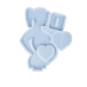 Stampo in silicone con silhouette di donna incinta e cuori per creazioni fai-da-te
