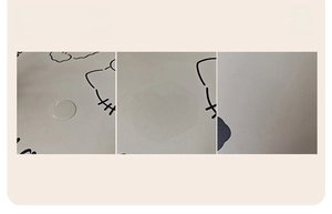 Detailed sequence showing high-absorbency faux leather kitchen mat soaking up water drops