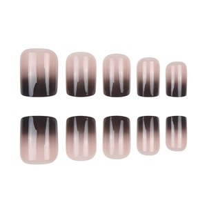Minimalist black gradient press-on nails set with short square shape for women