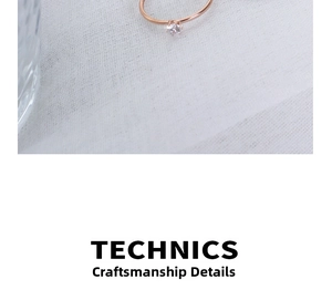 Close-up of 18k rose gold ring showing detailed six-prong setting and round zircon