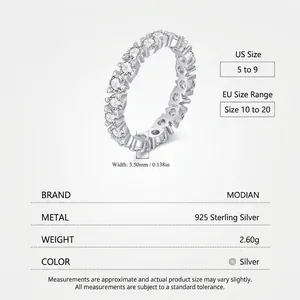 Sparkling S925 sterling silver eternity ring featuring a full circle of shimmering crystals