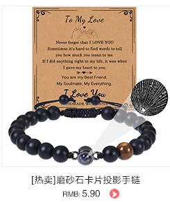 Detail of 100 languages I Love You projection stone bracelet on To My Love greeting card