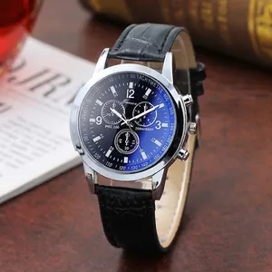 Men's Fashion Business Quartz Watch Faux Leather Strap Crocodile Texture Dial Chronograph Style Casual Wristwatch