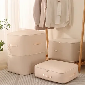High Grade Satin Storage Bag Large Capacity Foldable Dustproof For Quilt Clothing Moving Home Organization