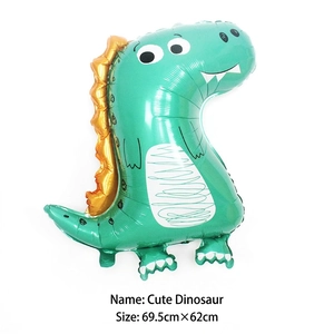 Green brontosaurus crown dinosaur foil balloon, 69.5x62cm size, birthday party decor