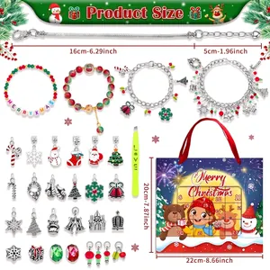 DIY Christmas Advent Calendar Bracelet Kit with charms and specific size measurements
