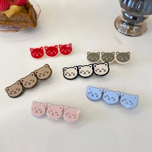 Cartoon Cat Hair Clips Cute Korean Style Acrylic Duckbill Clips Bangs Side Clip Kawaii Animal Head Accessory For Women