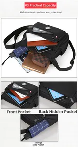 Detail showing the large capacity and multiple compartments for iPad and daily essentials