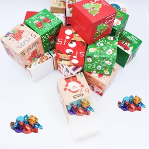 Set of 24 colorful Christmas advent calendar boxes for small gifts and holiday candies