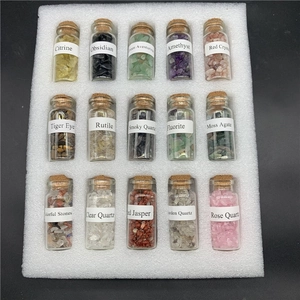 Natural Crystal Gemstone Chips Bottles Polished Healing Reiki Chakra Wishing Stones For Home Office Decor