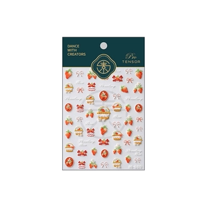 Golden strawberry nail stickers featuring bows and picnic baskets in series M-680