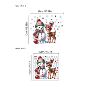 Détail de l'autocollant mural de Noël avec motifs de bonhomme de neige et renne