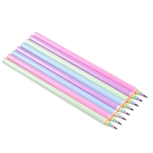 Rainbow paper pencils in macaron colors with multi-color lead for kids drawing