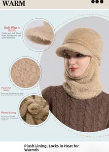 Détail du bonnet d'hiver en tricot avec doublure thermique et protection des oreilles