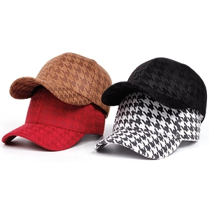 Houndstooth Pattern Baseball Cap Cotton Blend Adjustable Sun Protection Casual Fashion Streetwear Unisex Hat