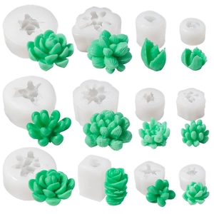 12-delige succulent siliconen mal set voor DIY harskaarsen en realistische ornamenten